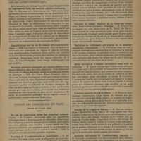 1009 - Page 1007 - Sociétés savantes. Société médicale des hôpitaux. (Séance du 21 juin 1929). Hypochlorémie au cours d'une néphrite chronique avec azotémie. Accentuation de l'azotémie avec rechloruration. MM. A. Lemierre, R. Thurel et Maurice Rudolf / Détermination du rôle de l'ion chloré dans l'hypertension et l'azotémie à l'aide de mesures physico-chimiques. MM. Pr Merklen et J. Chaumerliac / Considérations sur un cas de sténose pylorique syphilitique. MM. Dimitresco et Stéfanion / Sécrétion gastrique provoquée par simple présence d'une sonde d'Einhorn dans les voies digestives. L'excitation qui déclanche le réflexe sécrétoire paraît se produire au niveau du pharynx. MM. Ch. Garin, Roger Froment, Anic et Delorme... / Société des chirurgiens de Paris. (Séance du 15 mars 1929). Un cas de tuberculose isolée des ganglions mésentériques. M. Planson / A propos de la radiothérapie en gynécologie. M. Sejournet / Revitalisation par sympathicectomie chimique des glandes sexuelles. M. V. Pauchet, sur un travail de M. Doppler... / Fracture du bassin. Rupture de la vessie par éclatement. Intervention d'urgence. Guérison. M. Lutaud, sur cette observation de M. Duval... / Tentative de traitement chirurgical de la méningo-encéphalite traumatique. M. Peugniez / Abcès extradural d'origine auriculaire sans otite en évolution. M. Gasne / Fracture engrenée du col du fémur. M. Brodier / Torsion de la trompe de Fallope. M. Haller / Quelques indications de l'hystérectomie vaginale. M. Pauchet / Un cas de tuberculose annexielle et appendiculaire. M. Muller...