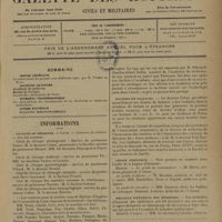 1047 - Page 1045 - Sommaire / Informations. Faculté de médecine. Lyon / Académie de médecine / Bourses de vacances / Légion d'honneur. Marine / Médaille d'honneur des épidémies
