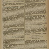 1175 - Page 1173 - Sociétés savantes. Société de biologie. (Séance du 6 juillet 1929). Essai de transfert au lapin de l'hypersensibilité pollinique de l'homme. MM. Pasteur Vallery-Radot, Paul Giroud et Mme Andrée Hugo / Etude comparative du vibrion septique et du Bacillus Chauvoei par la réaction de fixation. MM. M. Weinberg, J. Davesne, M. Mihailesco et C. Sanchez / Sur l'affaiblissement de la virulence du bacille tuberculeux par repiquages précoces. MM. L. Lègre, A. Bouquet et J. Valtis / L'influence de la thyroïdectomie et de la thyroxinisation sur l'équilibre protéique du sérum. MM. Loeper, A. Lemaire, A. Lesure et J. Tonnet / La calcification des lésions d'encéphalite chronique sous l'influence de l'ergostérol irradié. MM. C. Levaditi et Li Yuan Po / Cancer du goudron et système réticulo-endothélial. MM. Remond, Sendrail et Roudil / Système réticulo-endothélial local du cerveau. Rôle de la pi-mère profonde et superficielle. Rôle de la mésoglie. MM. Serban Bratiano et Antoine Hombart / Sur la spécificité des la réaction de Florence. M. E. Kahane / Société de thérapeutique. (Séance du 8 mai 1929). Hypertension artérielle chez des convalescents de grippe. M. Sigismond Bloch / Les abcès de fixation en médecine vétérinaire. Influence de la ponction sur les effets thérapeutiques. M. J. Rousseau