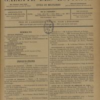 1199 - Page 1197 - Sommaire / Informations. Hôpitaux de province. Rouen / Faculté de médecine. Nancy / Légion d'honneur. Instruction publique / Intérieur / Guerre / Médailles de la mutualité / Inauguration du monument cabanès / Nécrologie / Cours de la faculté de médecine de Paris. Clinique médicale de l'Hôtel-Dieu