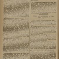 1208 - Page 1206 - Sociétés savantes. Société de biologie. (Séance du 20 juillet 1929). Contribution à l'étude du mécanisme de la floculation dans les mélanges de toxine diphtérique et de sérum antidiphtérique. M. G. Ramon / A propos de la réaction de floculation dans les mélanges de toxines avec les sérums anticorrespondants. M. G. Ramon / Essais d'immunisation de l'homme au moyen d'une anatoxine du streptocoque scarlatineux. MM. Robert Debré et G. Ramon (avec la collaboration de Mlle Petot) / Recherches sur le pouvoir précipitant du sérum humain à l'égard du sérum de cheval. MM. L. Nattan-Larrier, Gilbert-Dreyfus et Mme Gilbert-Dreyfus / Mutation brusque du virus rabique des rues en une variété particulière de virus fixe. MM. C. Levaditi, P. Lépine et R. Schoen / Sur l'élimination de certains colorants. MM. Chailley-Bert, Pierre Girard et Edouard Peyre / Société des chirurgiens de Paris. (Séance du 10 juin 1929). (Séance à l'occasion des journées médicales de Paris). Traitement des ulcus gastriques et duodénaux. M. V. Pauchet / Le traitement chirurgical du prognathisme. M. Dufourmentel / Les projectiles de la région hilaire du poumon. Technique opératoire. M. Petit de la Villéon / Luxation congénitale de la hanche et butée osseuse. M. R. Massart / Les pseudo-cancers coliques d'origine amibienne. M. Desjardins / Une observation de maladie exostosante. M. Roederer