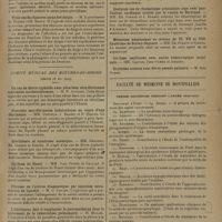 1225 - Page 1223 - Sociétés savantes. Société médicale-chirurgicale des hôpitaux de Nantes. (Séance du 9 juillet 1929). Rupture utérine au cours de l'accouchement. Hystérectomie douze heures après l'accident. Guérison. (Présentation de la pièce). M. Grosse / Trois cas de chancres mous des doigts. M. le Professeur G. Bureau et M. Baron / Comité médical des Bouches-du-Rhône. (Séance de mai 1929). Un cas de fièvre typhoïde avec pleurésies séro-fibrineuse contractée accidentellement. M. P. Antonin / Pleurésie séro-fibrineuse tuberculeuse au cours d'une éberthémie. MM. Gaujoux, J. Brahic et P. Ciaudo / Eberthémie et syndrome anémique. MM. Gaujoux, Ed. Giraud et Ciaudo / Cirrhose de Hanot. MM. Jean Olmer et Gallian / Fibrome de l'utérus diagnostique par injection intra-utérine de lipiodol. M. G. Cousin / L'oléothorax doit-il supplanter le pneumothorax dans le traitement de la tuberculose pulmonaire. M. Billon / Ulcération cancéreuse de la langue avec adénopathies de voisinage tuberculeuses. MM. Bremond, Rouslacroix et Bonnet / Quelques cas de rhumatisme articulaire aigu avec localisation cardiaque traités par le vaccin de Bertrand. MM. Ed. Giraud et J. Brahic / Métastase néoplasique au niveau de VI, VII et VIII. Syndrome de Brown-Séquard. MM. Ed. Giraud et Ciaudo / Faculté de médecine de Montpellier. Thèses soutenues pendant l'année 1928-1929