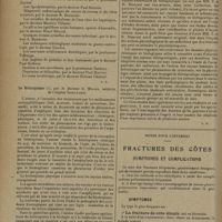 1274 - Page 1272 - Livres nouveaux. Leçons du dimanche de la clinique médicale de l'Hôtel-Dieu de Paris, par les Docteurs P. Carnot, Sainton, Bensaude, M. Villaret, H. Bénard, A. Baudouin, Dioclès, Tiffeneau, Halbron, Rathery, Harvier, Chabrol / Le Biotropisme, par le Docteur G. Milian... / Lumière et rayons infrarouges, par les Docteurs E. et H. Biancani... / Notes pour l'internat. Fractures des côtes. Symptômes et complications