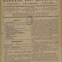 1327 - Page 1325 - Sommaire. Informations. Légion d'honneur. Intérieur / Guerre. Service de santé / Cours de la faculté de médecine de Paris. Clinique des maladies cutanées et syphilitiques