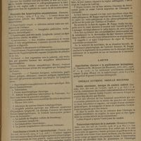 1365 - Page 1365 - Analyses et indications bibliographiques. Oto-Rhino-Laryngologie ; par M. Paul Truffert... Bouche, pharynx. Angine styloïdienne chronique. (Garel, Arcelin et Charrat. Annal. des mal. de l'oreille...) / Diagnostic des hypertrophies amygdaliennes. (Despons. Revue de laryng...) / Contribution à l'étude de l'agranulocytose. (Vialle. Ann. des mal. de l'oreill...) / Anatomie de la branche horizontale du maxillaire inférieur. Déductions pathologiques. (Ch. Ruppe. Arch. int. laryng...) / Larynx. Contribution clinique à la papillomatose laryngienne. (V. Tempéa et Gh. Buzoianu [de Bucarests]. Arch. univ...) / Oreille externe. Oreille moyenne. Ostéite nécrosante, bénigne du conduit auditif. (Jacques. Ann. des mal. de l'oreille...) / Tuberculose végétante de la mastoïde. (Durand et Sternberg. Ann. des mal. de l'oreille...)