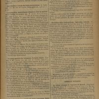 1367 - Page 1367 - Analyses et indications bibliographiques. Oto-Rhino-Laryngologie ; par M. Paul Truffert... Oreille externe. Oreille moyenne. Technique de la trépanation mastoïdienne chez le nourrisson. (Ph. Panneton [de Montréal]. Ann. des mal. de l'oreille...) / L'ostéomyélite mastoïdienne bilatérale chez le nourrisson et l'enfant du premier âge. (H. Aloin. Revue de Laryngol...) / Troubles moteurs du trijumeau d'origine otique. (Lannois et Mme Jouve. Ann. des mal. de l'oreille...) / Thrombose otogène croisée du sinus caverneux. Guérison. (Collet. Ann. des mal. de l'oreille...) / Mastoïdectomie sous-corticale. Opération radicale. (J. Lempert. Ann. des mol. de l'oreille...) / Oreille interne. La valeur clinique de l'épreuve de Kobrak. (Portmann et Mailho. Revue de laryngol...)