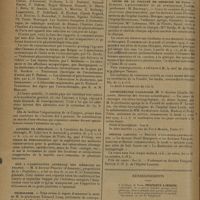 1396 - Page 1398 - Informations. Ve Congrès international de physiothérapie / Congrès de chirurgie / Don à l'association générale des médecins de France / Nécrologie / Cours de la faculté de médecine de Paris / Amphithé^tre d'anatomie / Hôpital Laennec. Service d'oto-rhino-laryngologie / Renseignements