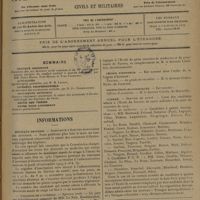 1425 - Page 1429 - Sommaire / Informations. Hôpitaux de Paris. Assistants d'électro-radiologie des hôpitaux. Concours de l'internat. Concours de l'adjuvat / Écoles de médecine. Nantes / Légion d'honneur. Travail / Distinctions honorifiques / Guerre. Service de santé