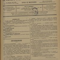 1441 - Page 1445 - Sommaire / Informations. Hôpitaux de province. Lyon / Écoles de médecine. Marseille / Guerre. Service de santé. (Voir la suite, p. 1458.)