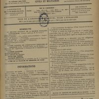 1481 - Page 1485 - Sommaire / Informations. Hôpitaux de Paris. Concours de l'internat / Concours de l'externat / Concours d'oto-rhino-laryngologiste / Guerre / Élèves du service de santé de la marine