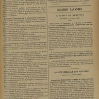 1491 - Page 1495 - XXXVIIIe Congrès de l'association française de chirurgie. Paris, 8-13 octobre 1929. Discussion des rapports sur le traitement de la tuberculose pulmonaire. Dix-huit cas de phrénicectomie. M. Bonnal / Traitement chirurgical de la tuberculose pulmonaire. M. Bonniot / La phrénicectomie d'après 32 cas personnels. Technique et résultats. M. Piollet. (A suivre) / Sociétés savantes. Académie de médecine. (Séance du 15 octobre 1929). MM. Pachon, G. Jeanneney et R. Fabre : règles diététiques de l'alimentation chez les opérés de gastrostomie / M. le Professeur Vaquez, une note de MM. Daniélopolu et Proca : réflexe anphotrope sino-carotidien après extirpation du premier ganglion thoracique chez le chien / Société médicale des hôpitaux. (Séance du 11 octobre 1929). Suppuration éberthienne d'un kyste de l'ovaire au cours d'une fièvre typhoïde. MM. Jean Tapie, L. Morel, Lyon et Bertrand...