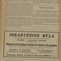 1492 - Page 1496 - Sociétés savantes. Société médicale des hôpitaux. (Séance du 11 octobre 1929). Recrudescence estivale de la spirochétose ictéro-hémorragique provoquée par les bains de rivière. MM. Jean Troisier, Léon-Kindberg et Monnerot-Dumaine / Kyste dermoïde de l'ovaire suppuré à bacille d'Eberth. MM. Laporte, Bernardbey et Gimazane / Traitement de l'encéphalite épidémique par le « Trypanblau ». M. Chevallier / Paludisme spontané observé dans un service dans lequel la malariathérapie était pratiquée. M. Chevallier / Traitement du tétanos par la sérothérapie associée à la chloroformisation. M. H. Dufour / Revue des thèses. L'urticaire. Pathogénie. Traitement par le tartrate d'ergotamine, par le Docteur François Decaux