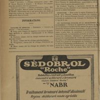 1584 - Page 1588 - Actes de la faculté de médecine de Paris. Thèses / Informations (suite). Facultés de médecine. Bordeaux / Le prix Nobel de médecine / Nécrologie / Les assurances sociales et le recrutement des infirmières