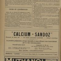 1614 - Page 1620 - Sociétés savantes. Société de biologie. (Séance du 19 octobre 1929). Sur le mécanisme du phénomène de zone dans la précipitation spécifique / Cours et conférences. Cours de la faculté de médecine de Paris / Conférences du dimanche