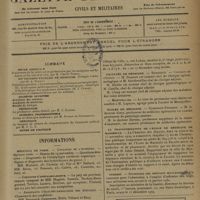1665 - Page 1673 - Sommaire / Informations. Hôpitaux de Paris. Concours de l'internat / Concours d'ophtalmologiste / Assitante d'élecro-radiologie des hôpitaux / Asiles de la Seine / Facultés de médecine. Bordeaux / Montpellier / Écoles de médecine. Clermont-Ferrand / La transformation de l'école de médecine de Marseille / Guerre. Infirmiers des hôpitaux militaires