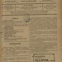 1685 - Page 1693 - Sommaire / Informations. Hôpitaux de Paris. Concours de l'internat / Concours de stomatologiste / Bourses familiales du corps médical. Règlement