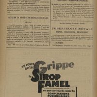 1710 - Page 1718 - Congrès. VIe Congrès médical international des accidents du travail et des maladies professionnelles / Actes de la faculté de médecine de Paris. Thèses / Bulletin bibliographique / Notes pour l'internat (oral). Tuberculose rénale. Signes, diagnostic, traitement