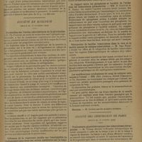 1799 - Page 1807 - Sociétés savantes. Société médicale des hôpitaux. (Séance du 22 novembre 1929). Un cas de maladie de Hodgkin à predominance splénique. M. Mondon / Société de biologie. (Séance du 23 novembre 1929). Recherches sur l'action convulsivante de la picrotoxine. M. Ph. Pagniez / Influence de la vagotomie double sur l'excitabilité du pneumogastrique dans son action inhibitrice sur la respiration. M. et Mme Chauchard et M. Ozorio de Almeida / Rôle protecteur des substances colloïdales contre l'abaissement de la tension superficielle dans les liquides de l'organisme. M. R. Goiffon / Le rapport entre les phosphates et l'acidité de l'urine chez les tuberculeux pulmonaires. MM. R. Goiffon et R. Basko / Réinjection de bacilles tuberculeux dans la rate et la moelle osseuse de cobayes tuberculeux. M. Jean Paraf / Les modifications cytologiques du sang de cobayes intoxiqués à l'alcool. MM. Alex. Obregia, Alfred Dimolisgo et Ch. Badenski / Société des chirurgiens de Paris. (Séance du 18 octobre 1929). Traitements physiothérapiques des tuberculoses chirurgicales. M. Vignal / Invagination intestinale chez l'enfant. M. Mayet, sur deux observations de M. Flahaut...