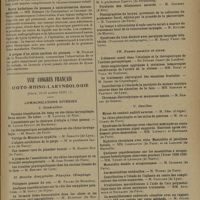 1801 - Page 1809 - Sociétés savantes. Société des chirurgiens de Paris. (Séance du 5 novembre 1929). Fractures des deux fémurs dont l'une ouverte avec perte de substance diaphysaire traitée par ostéosynthèse. Correction du raccourcissement relatif. M. Muller... / Kyste hydatique du poumon à extériorisation thoracopariétale. MM. Bressot... et Chureau... / A propos d'un abcès amibien du poumon. M. Nicolas... / XVIIe Congrès français d'oto-rhino-laryngologie. [Paris, 16-19 octobre 1929]. Communications diverses. I. Généralités / II. Bouche. Amygdales. Pharynx. Oesophage / III. Larynx / IV. Fosses nasales et sinus / V. Oreilles