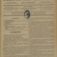 1873 - Page 1881 - Sommaire / Informations. Hôpitaux de province. Saint-Germain-en-Laye / Facultés de médecine. Lyon / Syndicat général des médecins français électrologistes et radiologistes / Assemblée générale de l'association nationale des médecins mutilés et pensionnés de guerre