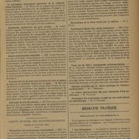 0083 - Page 75 - Sociétés savantes. Société des chirurgiens de Paris. (Séance du 15 novembre 1929). Diagnostic topographique des appendicites aiguës. M. Bonnet, sur un travail de M. Deolindo A. Pasqualis... / Le traitement chirurgical opératoire de la néphrolithiase bilatérale. M. Nora, sur un travail de M. Dziembowski... / Sésamoïdes douloureux des gros orteils. M. André Trèves, travaux de Mouchet et Froelich / Gastro-entérostomie simplifiée. MM. Victor Pauchet, Le Gag et Luquet / Fracture du cou-de-pied avec luxation du pied en dehors et issue de la malléole tibiale par la plaie. M. Muller / Chirurgie du hile du poumon. M. Petit de la Villéon / Comité médical des Bouches-du-Rhone. (Séance de novembre 1929). Péricardite tuberculeuse avec épanchement. MM. Victor Audibert et Jean Olmer / Caverne cancéreuse du poumon gauche avec syndrome médiastinal et cancer secondaire du foie. MM. Jean Brahic et Ben Recassa / Syndrome de Banti avec ascite transitoire. MM. Paul Giraud et Jean Olmer / Trois cas de fièvre boutonneuse arthromyalgique. M. A. Rayraud / Médecine pratique. Cholagogues et cholérétiques. [E. Chabrol]