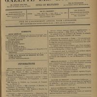 0129 - Page 121 - Sommaire / Informations. Hôpitaux de Paris. Concours de la médaille d'or / Hôpitaux de province. Nîmes / Hôpitaux coloniaux / Facultés de médecine. Concours d'agrégation / Écoles de médecine. Nantes