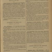 0137 - Page 129 - Sociétés savantes. Académie des sciences. (Séance du 13 janvier 1929). Action réciproque de la chloruration et de l'alcalinisation de l'organisme dans les maladies aiguës. MM. Ch. Achard et M. Enachesco / Académie de médecine. (Séance du 21 janvier 1930). Notice nécrologique. M. Emile Roux, une notice sur Georges Clemenceau / La natalité à Madagascar. M. le Médecin général Thiroux / Myasthénie et troubles végétatifs. MM. Marinesco, Sager et Kreindler / Sur le mécanisme d'action d'une drogue végétale anti-dysentérique. M. Raymond-Hamet / Société médicale des hôpitaux. (Séance du 17 janvier 1930). Granulome malin à début pleurétique. MM. Ch. Achard et A. Escalier