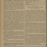 0138 - Page 130 - Sociétés savantes. Société médicale des hôpitaux. (Séance du 17 janvier 1930). Granulome malin à début pleurétique. MM. Ch. Achard et A. Escalier / Cancer du pancréas à forme duodénale (syndrome de sténose sous-vatérienne). MM. M. Bariéty, Pierre Augier et L. Sebilian / Néphrite avec hypochlorémie traitée par la chloruration. M. Achard / Néphrite et hypochlorémie. MM. Léon Blum et van Caulaert, communication de MM. Rathery, Waitz et Mlle Levina / Syndrome rhumatismal et adénopathique atteignant les membres inférieurs ; forme attenuée de la maladie de Chauffard-Still. MM. P. Chevallier et Heuyer / Société de chirurgie. (Séance annuelle du 15 janvier 1930) / Société de médecine de Paris. (Séance du 13 décembre 1929). A propos du traitement des tuberculoses externes. M. Roederer / Hommage à Georges Clemenceau... M. René Gaultier, mémoire de Georges Clemenceau / Indications et technique de la transfusion sanguine. M. Dupuy de Frenelle / Projection d'un film sur la transfusion du sang. M. Bécart