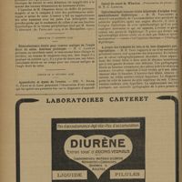 0140 - Page 132 - Sociétés savantes. Société des sciences médicales & biologiques de Montpellier et du Languedoc méditerranéen. (Séance du 6 décembre 1929). Sur l'activité musculaire. M. P. Amans, un travail par M. Chapeaux / (Séance du 13 décembre 1929). Hémicolectomie droite pour tumeur maligne de l'angle droit du colon. Guérison prolongée. M. C. Lapeyre / (Séance du 20 décembre 1929). Appendicite et kyste de l'ovaire. MM. V. Riche, G. Fayot et G. Laux / Ophtalmoplégie interne totale bilatérale d'origine vraisemblablement diphtérique. M. H. Viallefont / A propos des tumeurs du rein et de leur diagnostic pyélographique. M. E. Truc