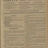 0197 - Page 189 - Sommaire / Informations. Hôpitaux de Paris. Concours de chirurgien des hôpitaux / Hôpitaux de province. Nîmes / Toulouse / Facultés de médecine. Toulouse / Médaille d'honneur des épidémies / Asile public d'aliénés de Toulouse / Union médicale latine. Prix de l'Umfia