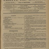 0241 - Page 233 - Sommaire / Informations. Hôpitaux de Paris. Concours de médecin des hôpitaux / Concours de chirurgien des hôpitaux / Hôpitaux de province. Carcassonne / Mustapha / Versailles / Hôpitaux coloniaux / Facultés de médecine. Montpellier / Légion d'honneur / Guerre / Écoles de plein air et préventoria scolaires. Cours normaux gratuits