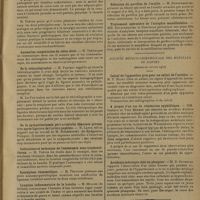 0291 - Page 283 - Sociétés savantes. Société des chirurgiens de Paris. (Séance du 7 février 1930). A propos de l'amputation partielle du sein pour épithélioma. M. Luquet / A propos de la coxa-vara. M. Roederer / Anomalies congénitales du côlon droit. M. Thévenard / De la vésiculographie. M. Pasteau / De la sympathectomie péri-artérielle fémorale préventive après ligature de l'artère poplitée. M. Lanos, sur un travail de M. Dziembovski / Indications et technique de l'ostéotomie sous-trochantérienne. M. Trèves / Spondylose rhizomélique. M. Peugniez / Luxation inflammatoire de la hanche. M. Muller... / Carcinoïde de l'intestin grêle. M. Planson / Mammectomie partielle pour tumeur du sein. M. Dartigues / Réfection du pavillon de l'oreille. M. Dufourmentel / Traitement opératoire de l'atrophie mandibulaire. MM. Dufourmentel et Darcissac / Société médico-chirurgicale des hôpitaux de Nantes. (Séance de janvier 1930). Calcul de l'appendice pris pour un calcul de l'uretère. M. F. Mitry / A propos d'un cas de réinfection syphilitique. MM. Gustave et Yves Bureau / Accidents méningés chez un plongeur. M. R. Duverger