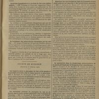 0309 - Page 301 - Sociétés savantes. Société médicale des hôpitaux. (Séance du 14 février 1930). Deux nouveaux cas d'intoxication massive par dérivés barbituriques avec formation de dérivés cyanhydriques dans le sang. MM. E. Kohn-Abrest, L. Capus, Henri Desoille et Mlle Villard / Syndrome hypophysaire et cirrhose du foie avec splénomégalie. MM. Paisseau et Oumansky / Le traitement des polyarthrites chroniques par les sels d'or. M. Jacques Forestier / Société de biologie. (Séance du 15 février 1930). Les rapports entre le glycogène du foie et du muscle et la glycémie artérielle chez le chien inanitié et phloriziné. MM. F. Rathery, R. Kourilsky et Mlle Y. Laurent / Les variations précoces du glycogène du foie et du muscle chez le chien normal phloriziné sous l'influence de l'insuline. MM. F. Rathery, R. Kourilsky et S. Gibert / Influence du B.C.G. sur la lèpre murine. MM. J. Valtis et J. Markianos / Résultats des inoculations au lapin de fragments d'encéphale prélevés par ponction à des paralytiques généraux. MM. C. Levaditi, A. Marie et P. Lépine / La myocardite dans le rhumatisme polyarticulaire de la souris provoqué par le Streptobacillus moniliformis. MM. C. Levaditi, F. R. Selbie et R. Schoen