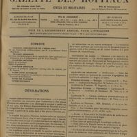0337 - Page 329 - Sommaire / Informations. Maison départementale de Nanterre / Le ministère de la santé publique / Université de Paris. Création d'un institut de biologie clinique / Facultés de médecine. Agrégation / Alger
