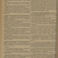 0338 - Page 330 - Informations. Alger / Médailles d'honneur de l'assistance publique / Société française d'ophtalmologie / Réunion hydrologique et climatologique de Montpellier / Société d'hydrologie et de climatologie de Bordeaux et du Sud-Ouest / Service quarantenaire d'Égypte / Une rue Variot / Nécrologie / Cours de la Faculté de médecine de Paris. Cours d'anatomie descriptive / Conférences de physiologie... / Conférences d'histologie / Cours de pathologie chirurgicale