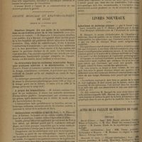 0366 - Page 358 - Sociétés savantes. Académie de médecine. (Séance du 4 mars 1930). Une manifestation particulière de l'irradiation du cortex et une nouvelle méthode pour l'investigation de l'activité nerveuse supérieure. La transplantation au service de l'étude des réflexes conditionnels. M. Ischlonsky / Société médicale et anatomo-clinique de Lille. (Séance du 11 février 1930). Résultats éloignés (dix ans après) de la radiothérapie dans un cas d'ostéite grave de la tête humérale (avec présentation du malade). M. Desplats / La chlorurémie dans les occlusions intestinales. Remarques pratiques relatives à sa détermination. MM. Courty, Paget et Lemaire / A propos des hémocultures. M. Archer / Ostéosynthèse vertébrale et mal de Pott. M. Poissonnier... / Volumineuse hernie ombilicale congénitale ; opération deux heures après la naissance ; guérison. M. Lepoutre / Un cas de cranio-hydrorrhée. M. Didier / Livres nouveaux. Aphorismes de médecine clinique, par le Baron Corvisart, recueillis par F.-V. Mérat, publiés par le Docteur Paul Busquet... / Actes de la Faculté de médecine de Paris. Thèses