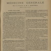 0373 - Page 365 - Analyses et indications bibliographiques. Médecine générale ; sous la direction de M. L. Babonneix... Appareil circulatoire. Une forme d'anémie pernicieuse consécutive à l'érythrémie. (Harold Avery. The Lancet...). [R. Levent] / I. Effets de l'administration, au cours de l'anémie pernicieuse, du contenu d'un estomac normal après ingestion de tissu musculaire de boeuf. (W. B. Castle et W. G. Townsend. Amer. of journ. med. sciences...). [R. Levent] / II. Effets de l'administration au cours de l'anémie pernicieuse de tissu musculaire de boeuf ayant macéré dans du suc gastrique humain normal. (W. B. Castle et W. C. Townsend. Amer. Journ. of med. sciences...). [R. Levent] / Les bases expérimentales des théories sur le mécanisme de l'action du traitement par le foie. (Karl Singer. Wiener klin. Woch...). [R. Levent]