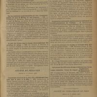 0423 - Page 415 - Sociétés savantes. Société de biologie. (Séance du 1er mars 1930). Etude du rapport chlore-sodium dans le sérum sanguin de l'homme normal. MM. M. Laudat et A. Grandsire / Sur les conditions expérimentales qui font, occasionnellement, du nerf de Hering un nerf presseur. MM. A. Tournade et J. Malmejac / La part des lipides dans le dosage réfractométrique des protéines du sérum. MM. Ch. Achard, A. Grigaut et A. Codounis / Société de pédiatrie. (Séance du 18 février 1930). Concrétions calcaires de la peau avec sclérodermie localisée chez la mère et la fille. MM. Lereboullet et Marcel Lelong / A propos du traitement de la diphtérie maligne. M. Comby / Pleurésie interlobaire localisée grâce au lipiodol. Ponction évacuatrice. Guérison. MM. Armand-Delille et Gaucher / Oxygénation endonasale continue dans le traitement des broncho-pneumonies de l'enfance. M. Dorlencourt / L'arrêt de croissance du sixième au huitième mois. Syndrome de carence fruste. MM. Ribadeau-Dumas, R. Mathieu et Willemin / Indications des différents sérums artificiels dans les marasmes infantiles. Valeur du rapport Cl globulaire / Cl plasmatique. MM. Ribadeau-Dumas, R. Mathieu, Max Lévy, Fleury et Mignon / Société de stomatologie de Paris. (Séance du 18 février 1930). Présentation de malades. M. L'Hirondel / Ostéomyélite chronique de la mandibule... M. Dechaume