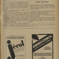 0469 - Page 461 - Actualités. A propos de la pathogénie de cancer. [R. Levent] / Livres nouveaux. La technique moderne de la propagande d'hygiène sociale, par Lucien Viborel