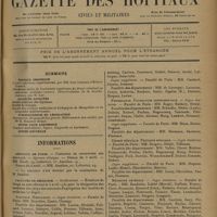 0549 - Page 541 - Sommaire / Informations. Hôpitaux de Paris. Concours de chirurgien des hôpitaux. Facultés de médecine. Agrégation / Anatomie. Histologie / Bactériologie. Histoire naturelle médicale et parasitologie. Hygiène / Physiologie. Pathologie expérimentale / Chimie médicale. Physique médicale / Médecine générale