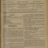 0581 - Page 573 - Sommaire / Informations. Hôpitaux de Paris. Concours de l'internat en pharmacie / Facultés de médecine. Bourses de 1re année de doctorat en médecine / Faculté de pharmacie. Bourses de première année de pharmacie / Écoles de médecine. Tours / Légion d'honneur / Médaille d'or de l'assistance publique