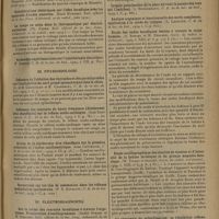 0619 - Page 611 - Analyses et indications bibliographiques. L'électrologie en 1929 ; par Louis Delherm... et Jean Loubier... II. Appareils et technique. L'appareillage en électrodiagnostic. (Dubost. Revue d'actin. et de physioth...) / Manche porte-électrode réglable d'intensité réglable. (Bordier. Arch. d'électr. méd. et de physioth. du cancer...) / La lampe au néon dans la thérapeutique par électro-excitation. (Ph. Fabre. Bull. officiel de la Soc. franç. d'électroth. et de radiol...) / III. Physiobiologie. Influence de l'ablation des thyroïdes et des parathyroïdes sur l'excitabilité du nerf grand splanchnique chez le chien. (A. et B. Chauchard et E. Czarnecki, C. R. de la Soc. de biol...) / Influence des courants de haute fréquence (diathermie dite chauffante) sur le réflexe oculo-cardiaque. (Jean Contencin. C. R. de la Soc. de biol...) / Action de la diathermie dite chauffante sur la pression artérielle et l'indice oscillométrique. (Jean Contencin, C. R. de la Soc. de biol...) / IV. Electrodiagnostic. Sur la forme des courants faradiques à travers l'organisme. Présentation d'oscillogrammes. (André Strohl et H. Desgrez. Bull. officiel de la Soc. franç. d'électroth. et de radiol...) / Epreuve voltaïque de l'appareil neuro-labyrinthique. (Ramadier, La Médecine...) / Etude des ondes faradiques émises à travers le corps humain. (A. Strohl et H. Desgrez, Journ. de radiol. et d'électrol...) / Etude oscillographique des courbes de tension et d'intensité de la bobine faradique et du groupe magnéto-faradique. (W. Vignal et Gondet. Journ. de radiol. et d'électrol...) / L'excitabilité neuro-musculaire dans la rigidité de décérébration. Résultats expérimentaux. (G. Marinesco, O. Sager et A. Kreindler, C. R. de la Soc. de biol...)