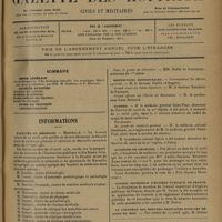 0633 - Page 625 - Sommaire / Informations. Facultés de médecine. Marseille / Lyon / Légion d'honneur. Marine / Distinctions honorifiques / Guerre / Académie de médecine / Conseil supérieur d'hygiène publique de France / Le contrôle des mesures sanitaires dans les régions du Midi