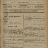 0697 - Page 689 - Sommaire / Informations. Hôpitaux de Paris. Concours de Médecin des hôpitaux / Concours d'accoucheur des hôpitaux / Facultés de médecine. Lyon / Écoles de médecine. Nantes / Ligue française contre le cancer / Institut des hautes études chinoises. Conférences sur l'épidémiologie et l'hygiène en pays chinois / Nord-Sud