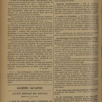 0728 - Page 720 - Actualités. En marge d'une enquête sur la prohibition. [R. Levent] / Sociétés savantes. Société médicale des hôpitaux. (Séance du 4 avril 1930). A propos des méningites aiguës à lymphocytes non tuberculeuses. Sur un cas de méningite lymphocitique passagère avec herpès. MM. André Léri et J.-A. Lièvre / Syndrome pluriglandulaire ? MM. L. Babonneix, G. Robin et Lelourdy / A propos du biotropisme. M. Milian / Les médications chirurgicales dans les suppurations pulmonaires. MM. Léon-Kindberg et Robert Monod / Un cas d'hémiplégie consécutive à une hématémèse abondante chez un artério-scléreux. Extension de la paralysie sous l'influence de la reprise de l'hémorragie. Résultats obtenus par les transfusions sanguines. MM. P. Abrami et Robert Worms