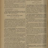 0746 - Page 738 - Sociétés savantes. Académie de médecine. (Séance du 13 mai 1930). L'orientation nouvelle de la lutte antituberculeuse déterminée par la généralisation des méthodes de collapsothérapie pulmonaire. M. Fernand Bezançon / Société de médecine de Paris. (Séance du 8 février 1929). L'autopansement des phlyctènes. M. Louis Livet / Sur la visibilité radiologique des voies biliaires accessoires par la cholécystographie. M. Nemours-Auguste / A propos de l'appendicectomie préventive. M. Petit de la Villéon / Traitements électro-radiographiques des naevi. M. Foveau de Courmelles / Endocrinothérapie chirurgicale. M. Victor Pauchet / (Séance du 22 février 1930). Les modifications du coeur dans l'insuffisance respiratoire chez les enfants. MM. du Pasquier et Danhier / Les extraits pancréatiques désinsulinés en thérapeutique cardio-vasculaire. MM. René Giroux et Kisthinios / Métabolisme du soufre. M. Lematte / Hématologie par l'image. M. Bécart / Société médico-chirurgicale des hôpitaux de Nantes. (Séance de mars 1930). A propos de treize cas de paludisme. Mme Pouzin-Malegue et M. Artarit