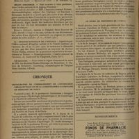 0758 - Page 750 - Informations. Facultés de médecine. Concours de l'agrégation / Légion d'honneur / La « semaine nationale de l'enfance » / Nécrologie / Chronique. Inauguration de l'enseignement de l'hydrologie thérapeutique et de la climatologie à la Faculté de médecine de Nancy / Le dîner de printemps de l'Umfia / Renseignements