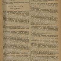 0815 - Page 807 - Sociétés savantes. Société médicale des hôpitaux. (Séance du 2 mai 1930). Les condensations périhilaires et leur interprétation chez l'enfant. MM. P. Armand-Delille et Destocquoy / Société de biologie. (Séance du 10 mai 1930). Du taux de la calcémie chez les porteurs d'artérite oblitérante. MM. Marcel Labbé, J. Heitz, Fl. Nepveux et E. Solomon / Le rôle respectif du chlore et du sodium dans la formation des oedèmes brightiques. MM. M. Laudat et A. Grandsire / Contribution expérimentale à l'étude de la périodicité saisonnière des épidémies. MM. C. Levaditi, P. Lépine et Mlle Schoen / Action de certains ferments sur le rythme du coeur d'escargot. MM. Loeper, A. Lemaire et R. Mougeot / L'équilibre protéique du sérum sanguin dans la tuberculose rénale. MM. Ch. Achard, M. Bariéty et A. Codounis / Action du brome sur l'excitabilité nerveuse chez la grenouille. M. Lapicque, un travail de M. Acevedo / Sur un appareillage dénué d'inertie permettant l'inscription de la pression artérielle chez l'animal. M. A. Strohl, une note de MM. Bugnard et P. Gley / Le glutathion dans le tissu surrénal au cours de la gravidité. MM. A. Blanchetière, Léon Binet et A. Arnaudet
