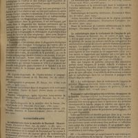 0853 - Page 845 - Analyses et indications bibliographiques. La radiologie en 1929 ; par Louis Delherme... Et P. Thoyer-Rozat... Poumons. Coeur. Etude radiologique des stases veineuses pulmonaires : séméiologie et traitement. (Laubry, Chaperon et Séjourne. Presse méd...) / Gynécologie, voies urinaires. L'exploration de l'utérus et des trompes après injection de lipiodol. (G. Cotte... Rapport au Congrès pour l'avancement des sc...) / Radiothérapie. La radiothérapie dans la maladie de Raynaud. (Monier-Vinard, Delherm et Beau. Soc. de radiol...) / La radiothérapie dans le traitement de l'angine de poitrine. (Nemours et Barrieu. Soc. de radiol...) / Traitement radiothérapeutique des arthrites chroniques de la hanche. (Dausset et Lucy. La Pratique médicale française...) / La radiothérapie des tumeurs de l'encéphale. (A. Béclère. Journ. de radiol...)