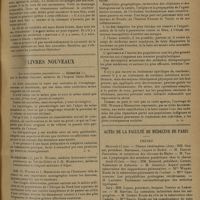 0859 - Page 851 - Intérêts professionnels. Considérations sur les procès-médicaux ; par le Docteur Foveau de Courmelles / Livres nouveaux. Les consultations journalières. Intestins, par le Docteur Delort... / Le trachome, par G. Worms... / Actes de la Faculté de médecine de Paris. Thèses
